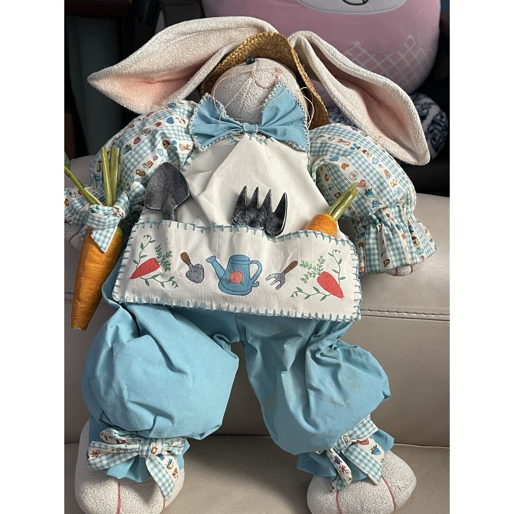 Happy‎ Easter Bunny Decorative Figure 16 Inch Rugged Blue
